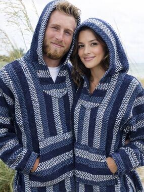 Unisex Eco-Friendly Baja Joe by Earth Ragz Mexican Hoodie, Blue Hues, M